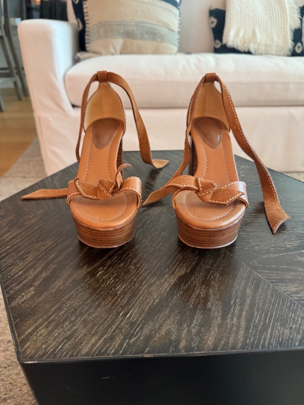 Alexander Birman tan platform sandals, sz 38